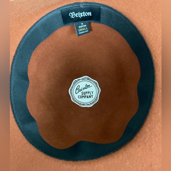 Brixton Supply Company brown fedora wool with teal ribbon Dalila Hat Coral small - Picture 4 of 5